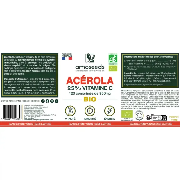 Acérola Bio, 25% Vitamine C | 120 comprimés – Image 5