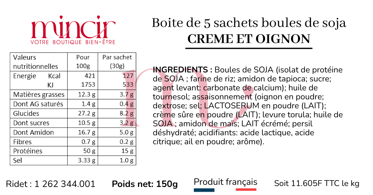 Boite de 5 sachets Boules de Soja soufflées arôme Oignon & Crème – Image 3