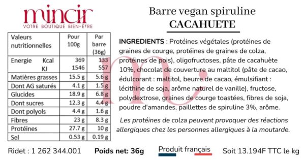 Barre Spiruline et Cacahuètes | Vegan – Image 2