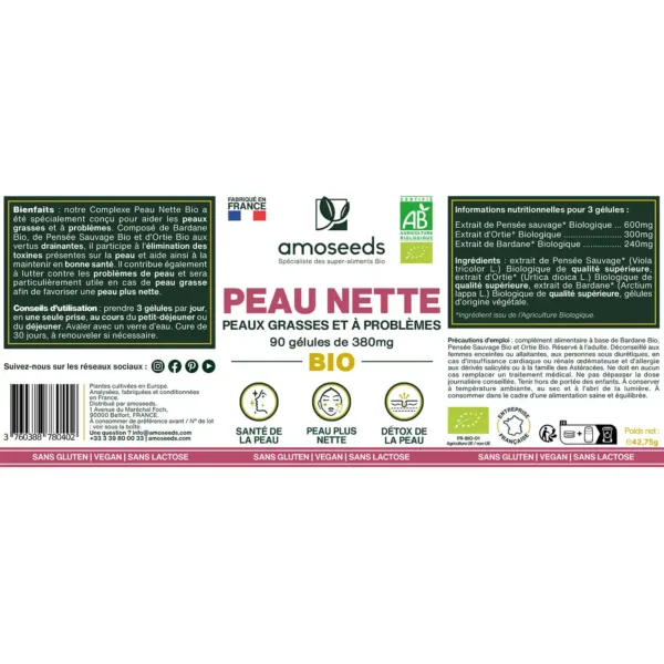 Complexe Peau Nette, Peaux grasses et à problèmes | 90 gélules – Image 5
