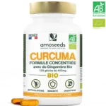 Curcuma Bio, Formule Concentrée avec Gingembre Bio | 120 gélules