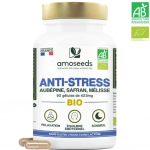 Complexe Anti-stress Bio, Aubépine, Safran, Mélisse | 90 gélules