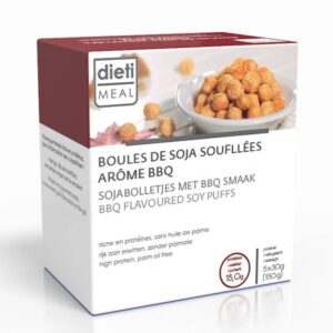 Boite de 5 sachets Boules de Soja soufflées arôme BBQ