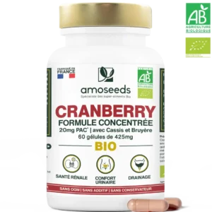 Cranberry Bio, 5% PAC, Formule avec Cassis et Bruyère Bio | 60 gélules Prix habituel