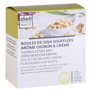 Boite de 5 sachets Boules de Soja soufflées arôme Oignon & Crème